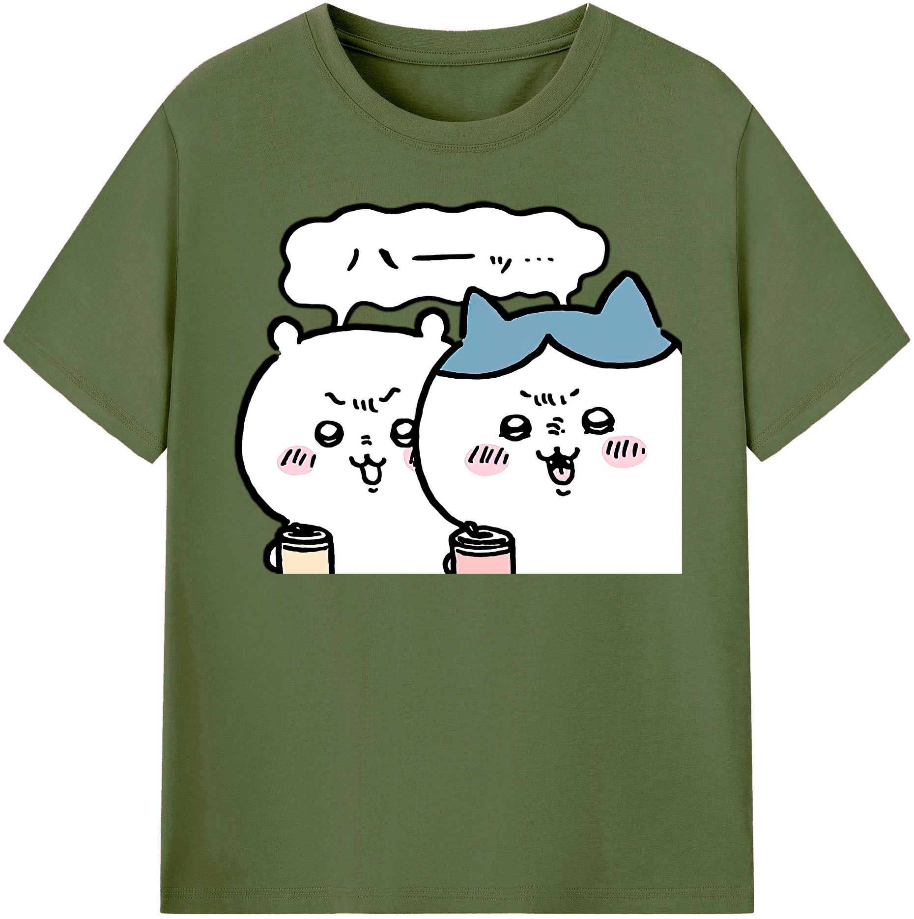 （画像用） ちいかわ ハチワレ Chii-kawa hachiware 綿100％半袖Tシャツ（フロントプリント）
